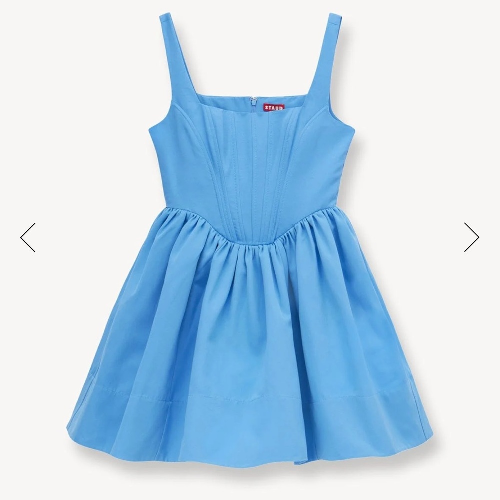 STAUD LANDSCAPE DRESS AZURE BLUE